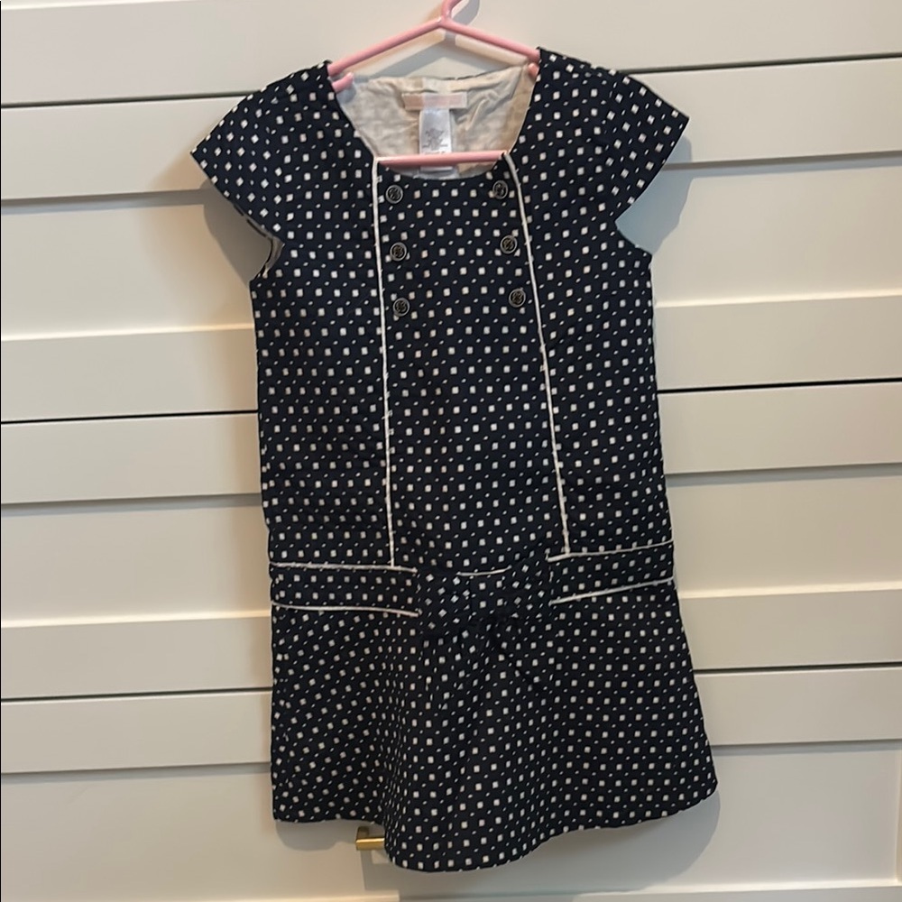 Navy Polka Dot Kids Dress